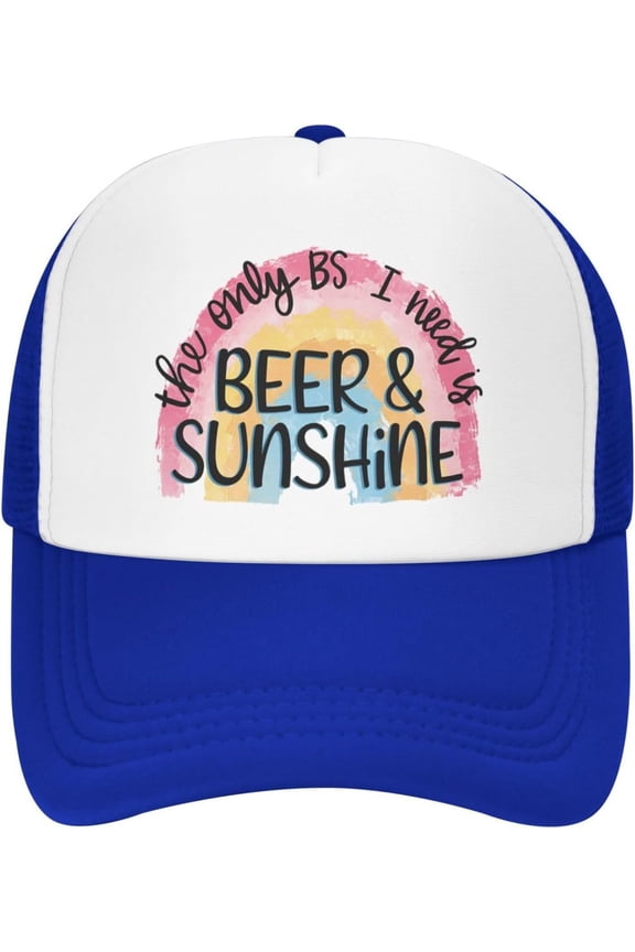 The Only BS I Need is Beers Sunshine Trucker Hat Women Mesh Baseball Cap Cowboy Hat Men Dad Hat Snapback Hat Black