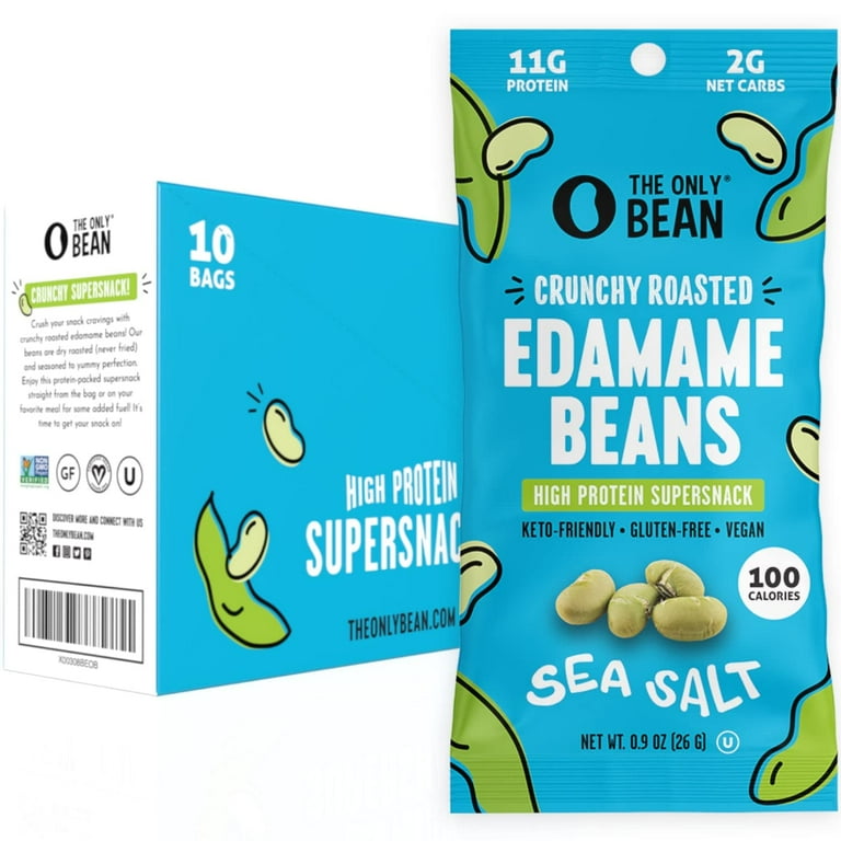 The Only Bean Crunchy Dry Roasted Edamame Snacks Salt), Keto Snack 