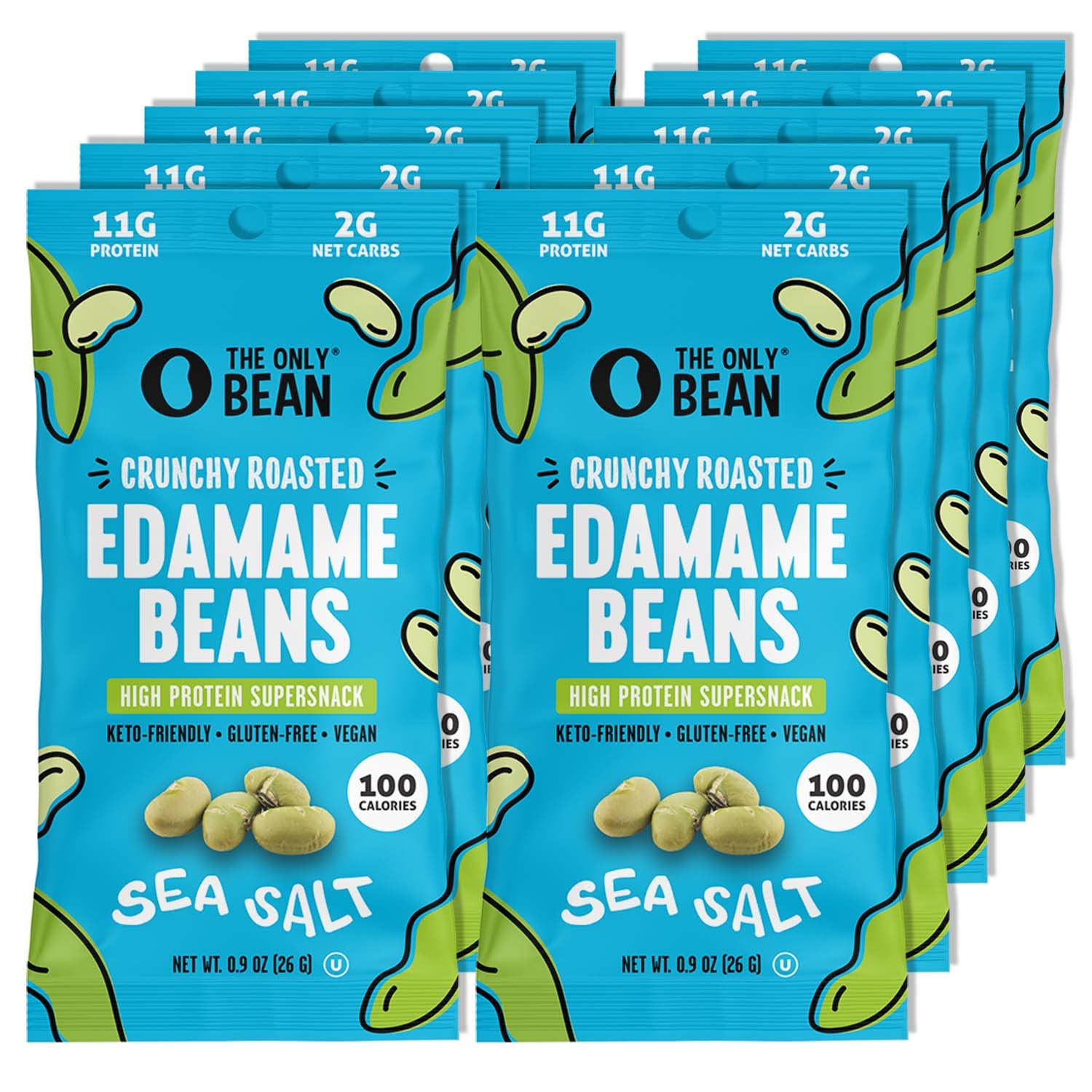The Only Bean Crunchy Dry Roasted Edamame Snacks (Sea Salt), Keto Snack