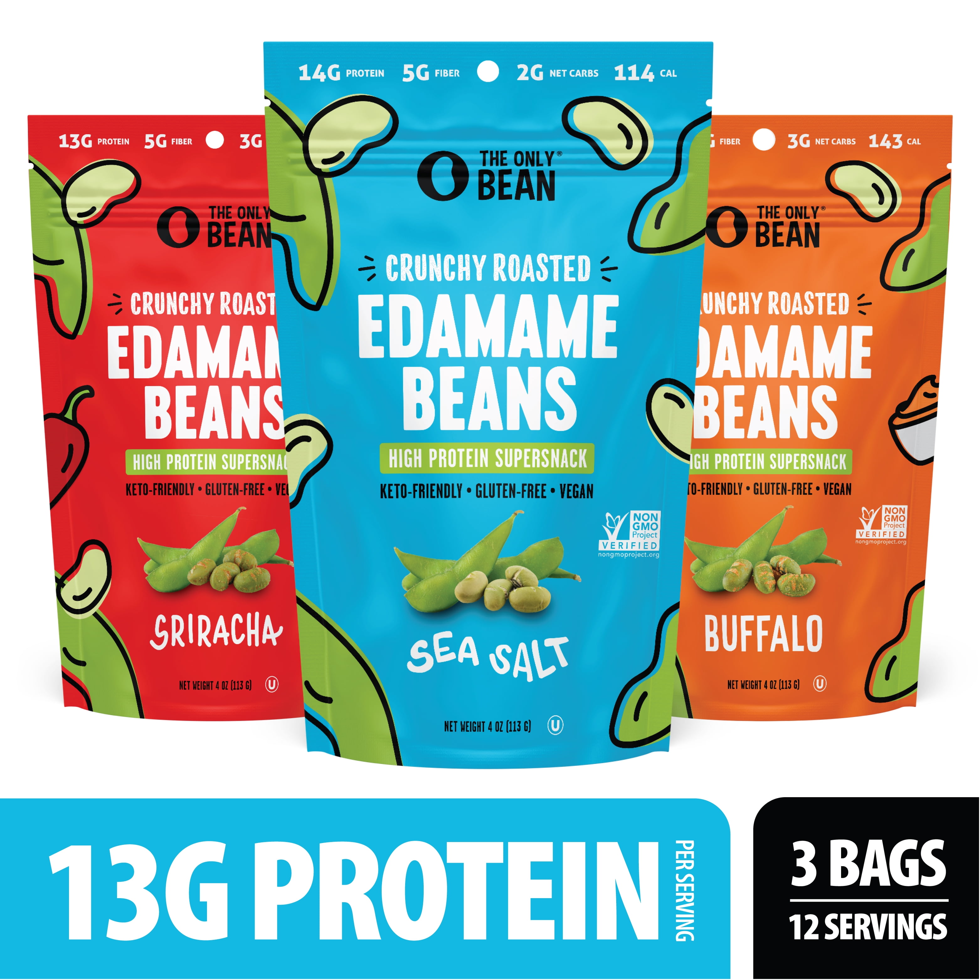 The Only Bean Crunchy Roasted Edamame Beans, 4 oz 