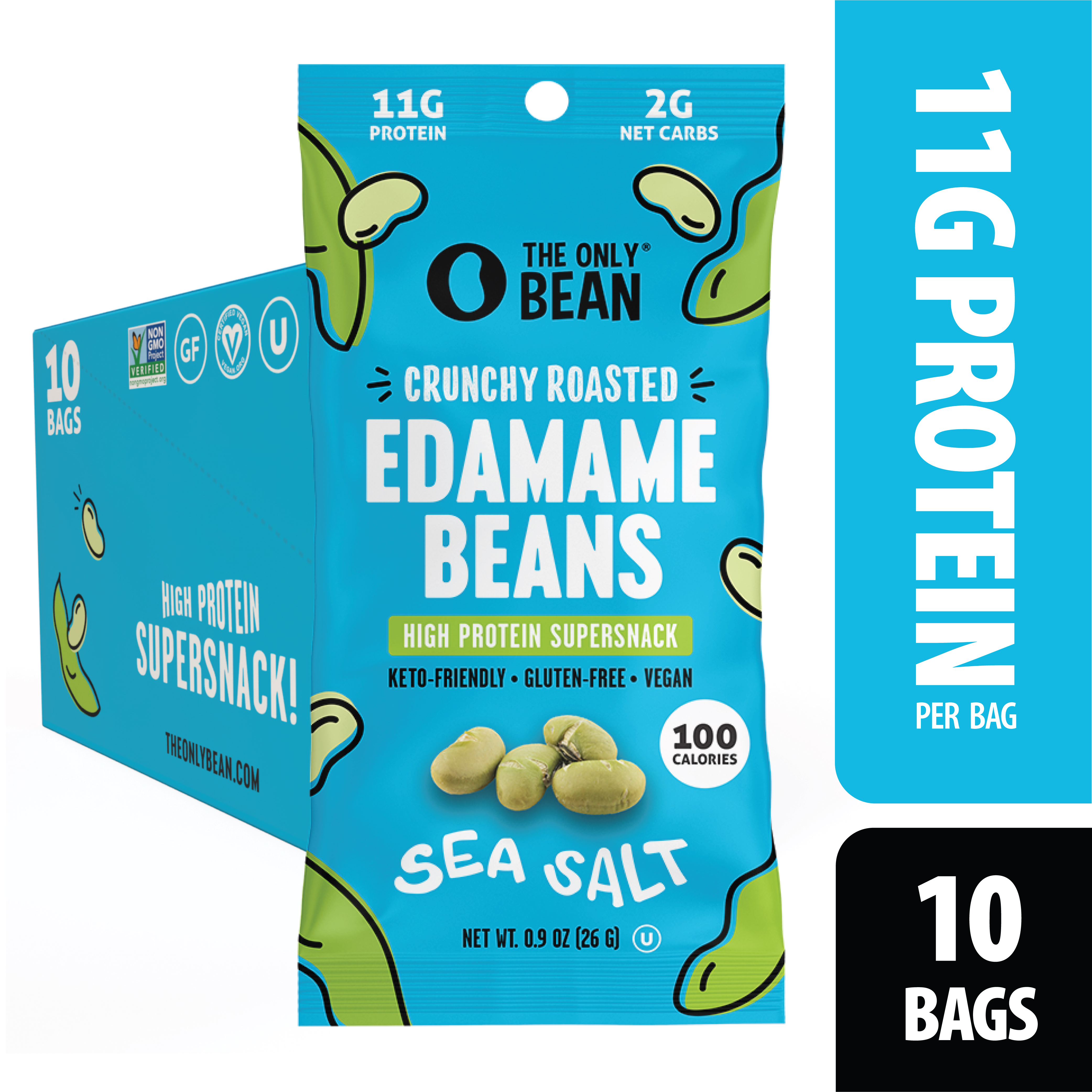 The Only Bean Roasted Edamame (Sriracha) Keto Snacks, Vegan, Low