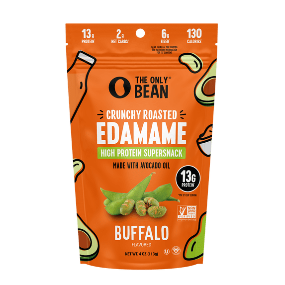 The Only Bean Roasted Edamame Beans Buffalo, 4oz