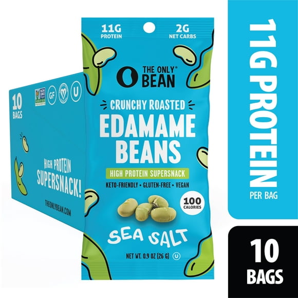 The Only Bean Healthy Snacks Crunchy Roasted Edamame Vegan Keto Food (10 Pack)
