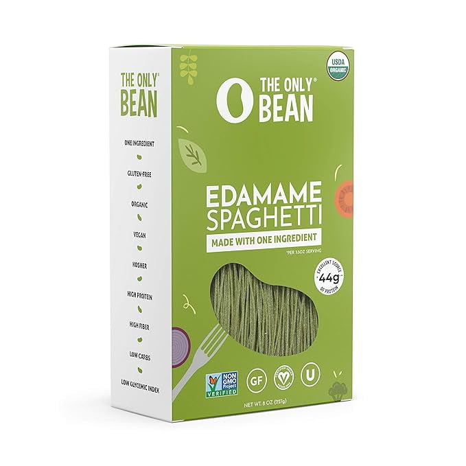 The Only Bean Organic Edamame Spaghetti Pasta High Protein, Keto