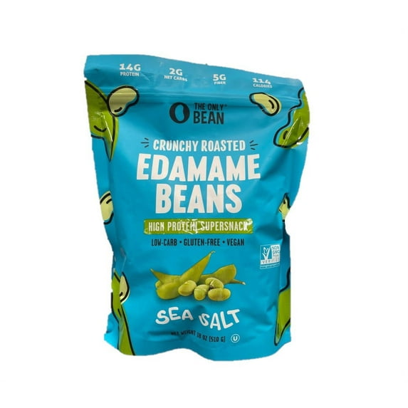 The Only Bean Sea Salt Roasted Edamame Beans, 18 Ounce