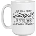 thumbnail image 1 of The Only Thing Getting Lit This Weekend Are My Fall Scented Candles Art, Autumn Merch Gift, White 15oz Ceramic Mug, 1 of 5