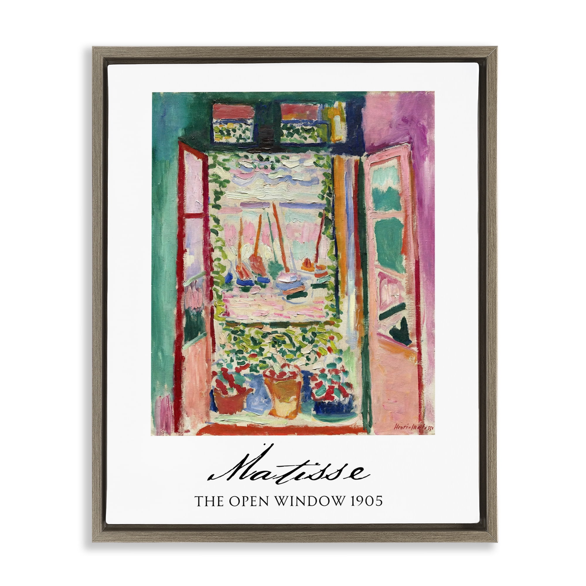 The Open Window Matisse Brown Framed Floater Canvas Wall Art, design by Vintage Hustle