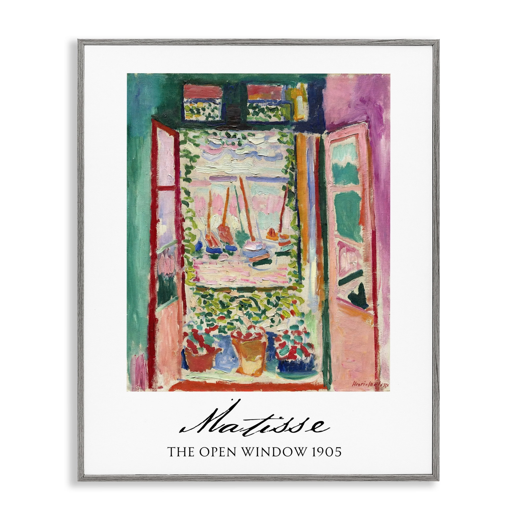 The Open Window Matisse Gray Framed Giclee Art, design by Vintage Hustle