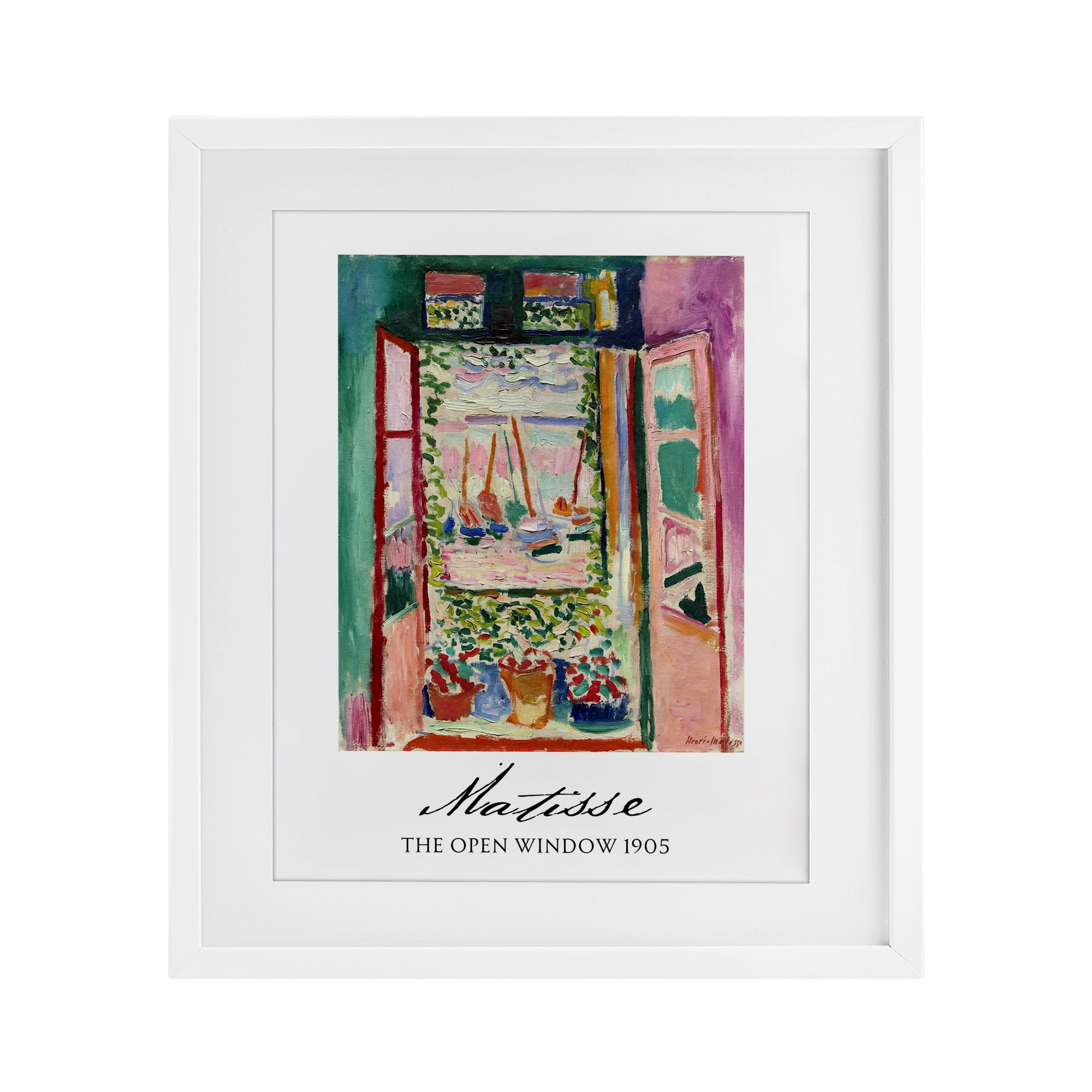 The Open Window Matisse White Framed Print Under Glass, design by Vintage Hustle