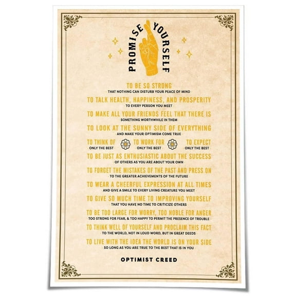 The Optimist Creed Poster Prints Retro Posters Wall Art for Living Room Painting Artwork Modern Decoration Canvas Pictures for Bedroom