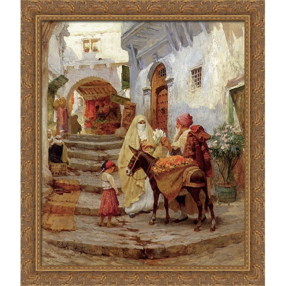 The Orange Seller 28x34 Large Gold Ornate Wood Framed Canvas Art by Frederick Arthur Bridgman