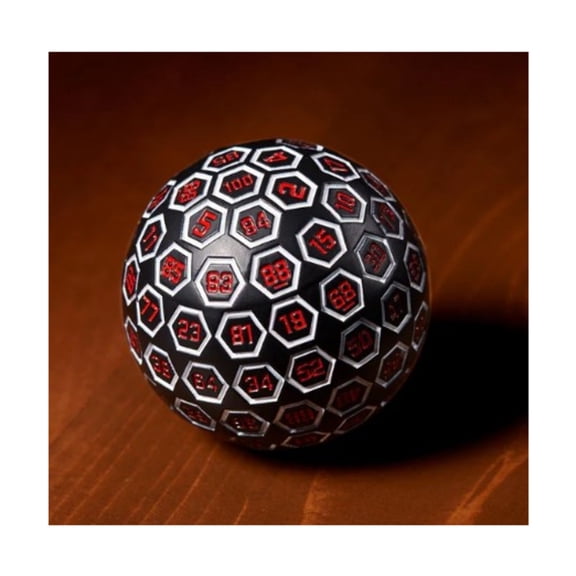 Misty Mountain Gaming d100 The Orb - White, Red, and Black Metal Die New