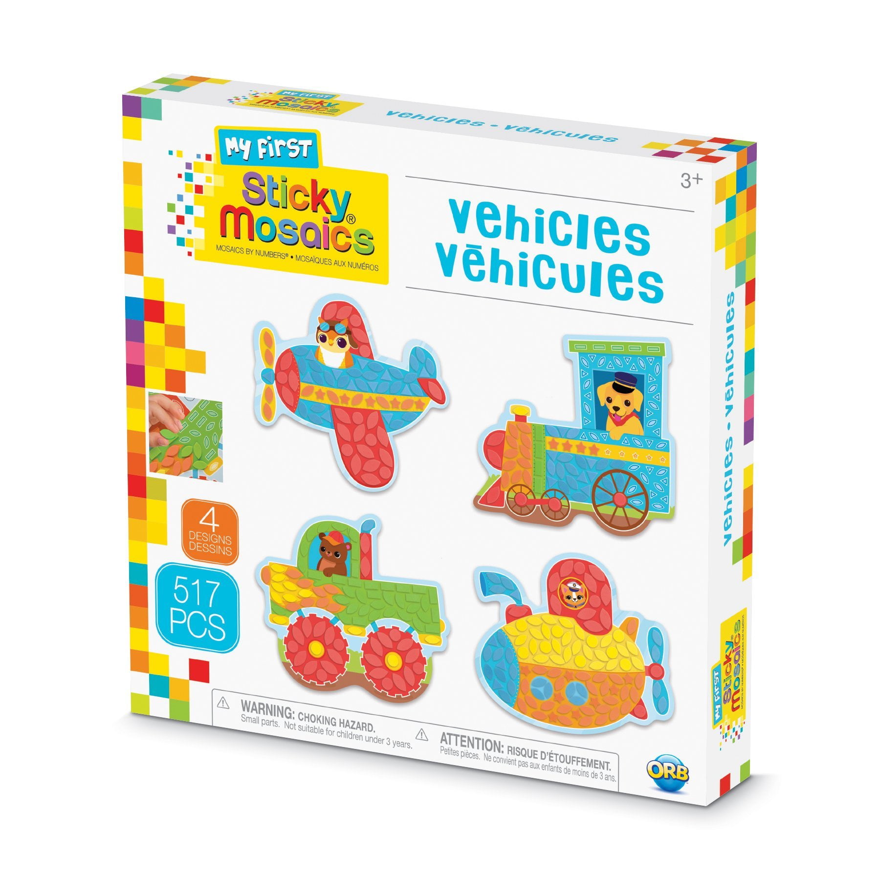 The Orb Factory Sticky Mosaics My First Vehicles Arts & Crafts, Blue/Red/Green/Yellow, 9.5" x 1.5" x 9.5"