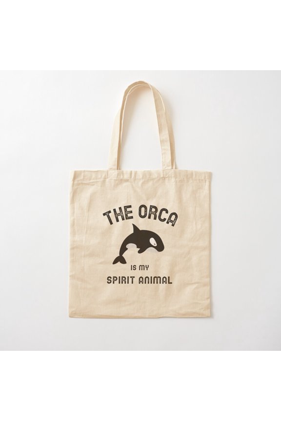 The Orca Is My Spirit Animal Canvas Tote Bags, Reusable Shopping Bag
