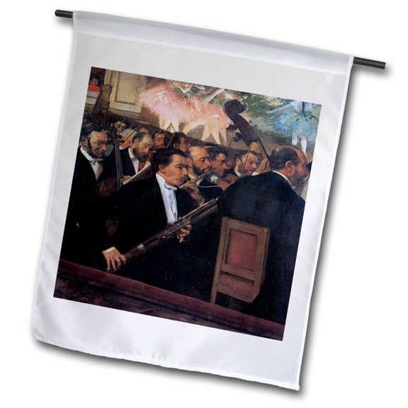 3dRose, The Orchestra of the Opera by Edgar Degas Man Playing a Bassoon, 12 x 18 inch Garden Flag