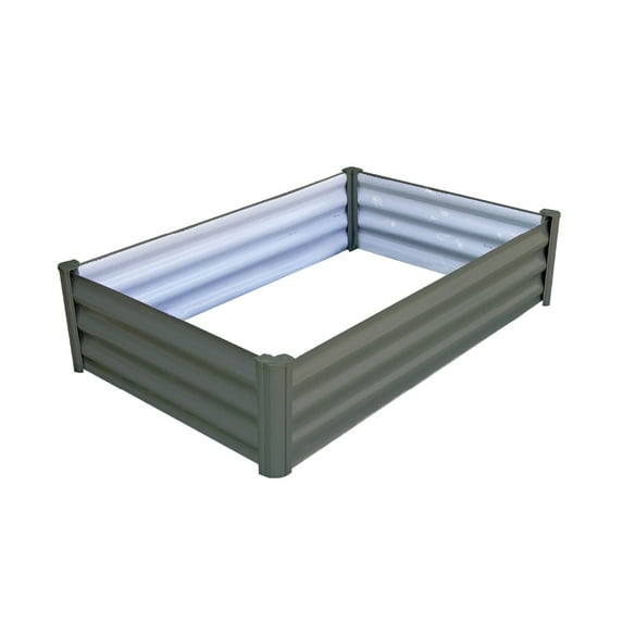 The Organic Garden Co 4' W x 3' L x 1' H Metal Rectangle Garden Bed for growing flowers, vegetables and herbs - Woodland Gray