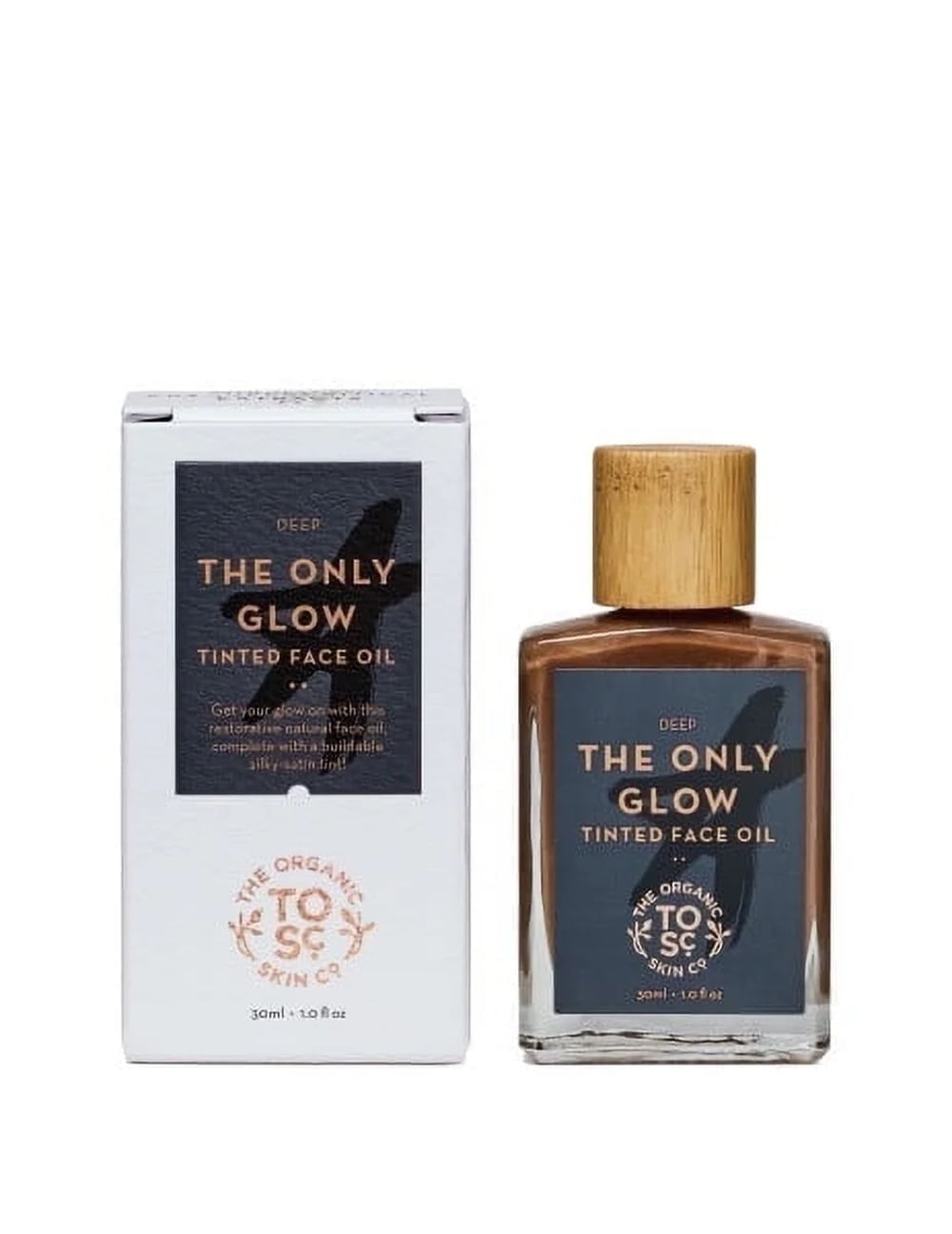 The Organic Skin Co The Only Glow Tinted Face Oil Bronzer Hydrating Moisturizer, Deep, 1 fl oz