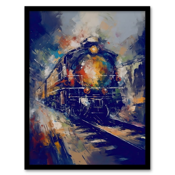 The Orient Express Railway Train Painting Steam Locomotive Vintage Artwork Framed Wall Art Print A4
