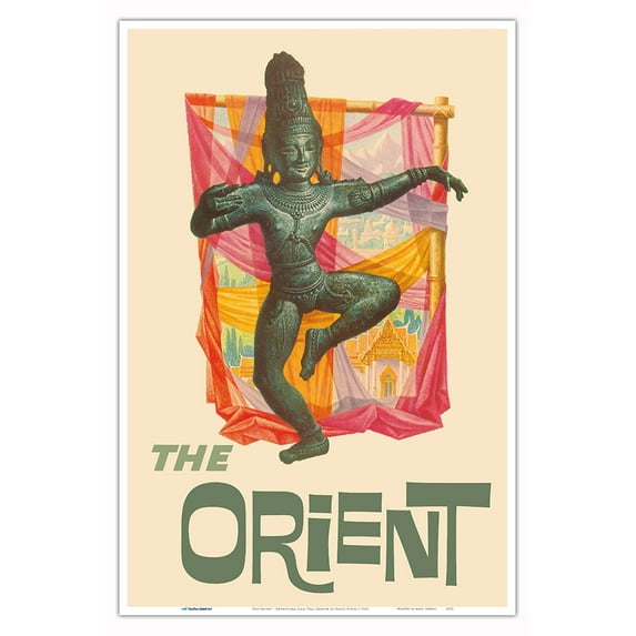 The Orient - India Shiva Statue - Vintage Travel Poster by David Klein c.1960 - Master Art Print (Unframed) 12in x 18in