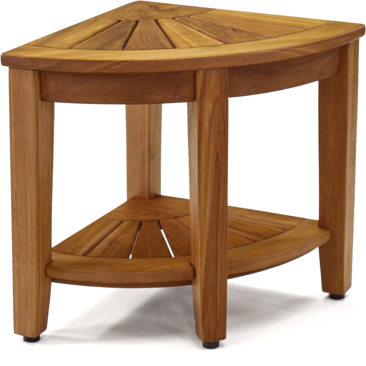 OptiArea Space-Saving Teak Corner Shower Bench with Shelf