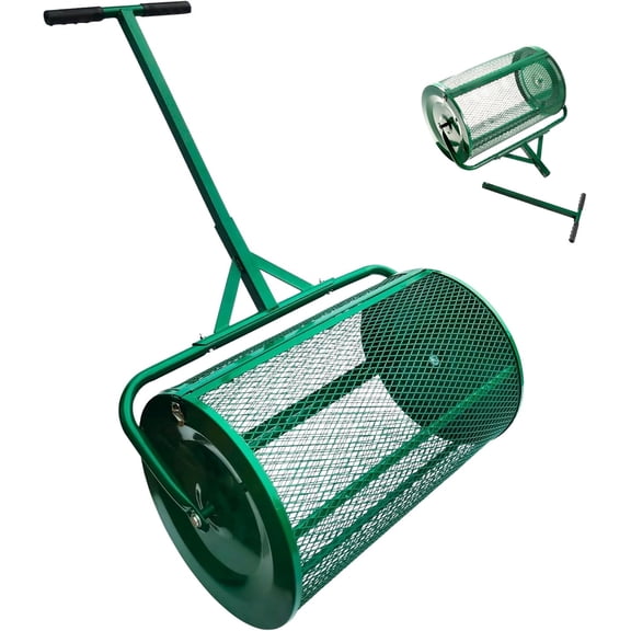 The Original 24 Inch Compost and Peat Moss Spreader Roller - Top Soil, Sand, Manure, Mulch, Top Dressing Lawn and Garden Spreader