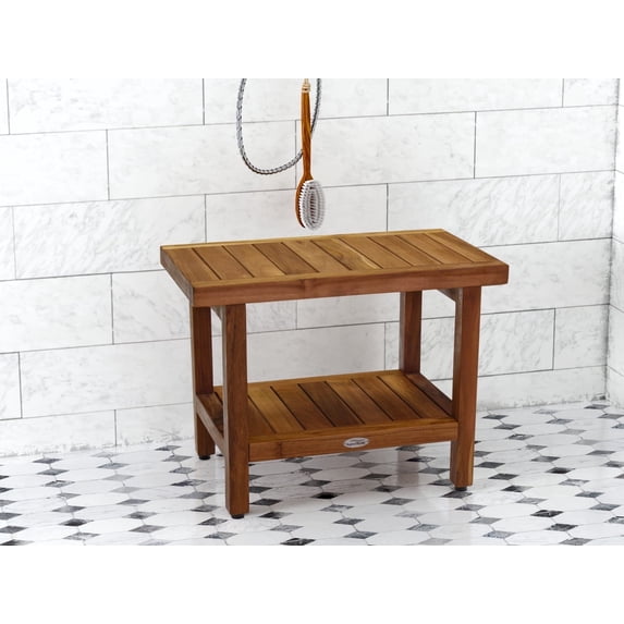 The Original 24" Spa™ Teak Shower Bench with Shelf