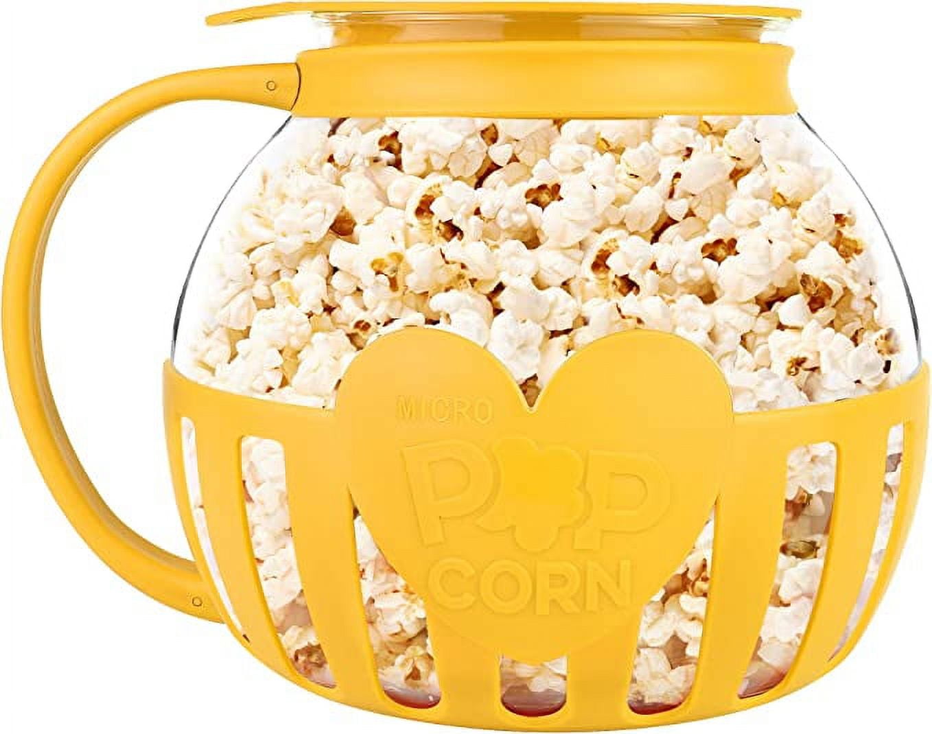 The Original 3 Quart Microwave Glass Popcorn Popper, Dishwasher Safe, 3-in-1 Silicone Lid, BPA Free, Family Size - 3 Quart (Yellow)