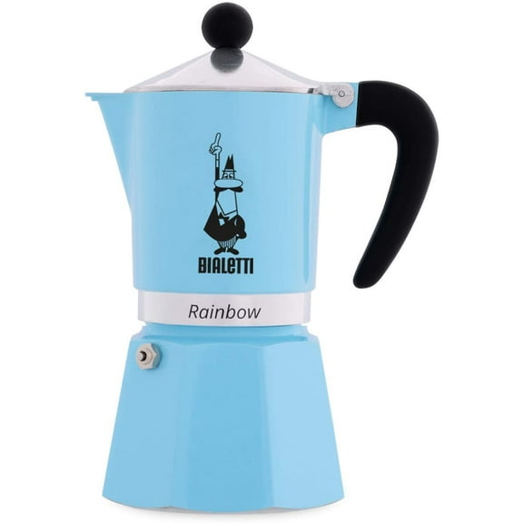 The Original Bialetti 5042 Rainbow 3 Cup Espresso Maker, Light Blue