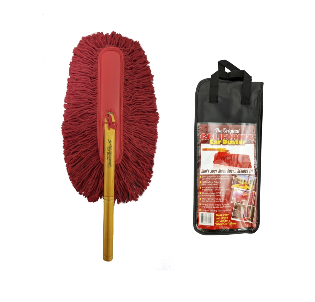 The Original California Car Duster California Car Duster 62443 Standard Car  Duster with Plastic Handle, Red 25 Inch