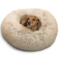 thumbnail image 1 of Best Friends by Sheri The Original Calming Donut Dog Bed – Washable Plush Pet Bed for Cats & Small Dogs up to 25 lbs, Shag Faux Fur, Taupe, Small (23" x 23"), 1 of 8