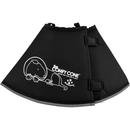 The Original Comfy Cone by All Four Paws, Soft Recovery Collar with Removable Stays, Medium, Black