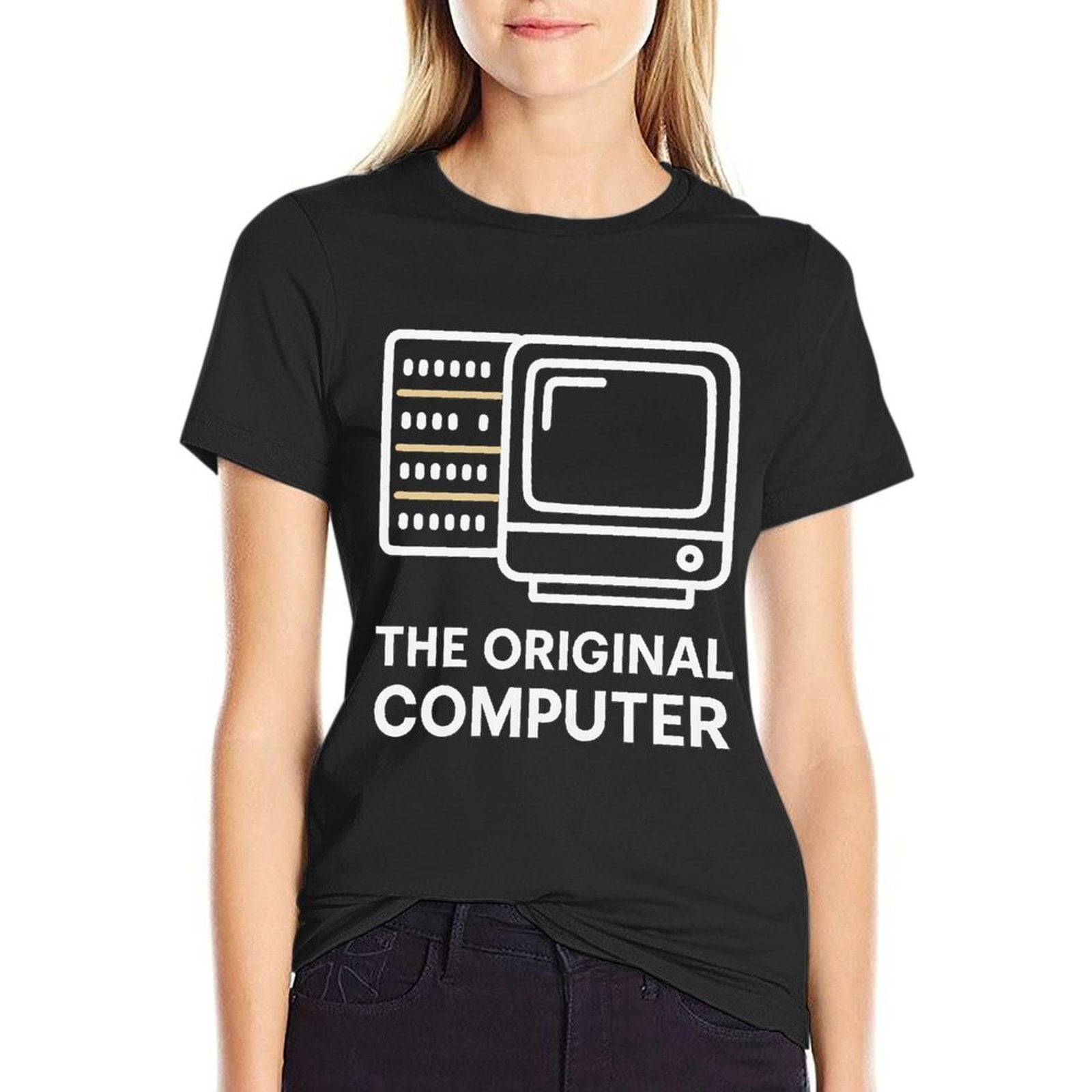 Computer Printing Small The Original Computer Women's Cotton Short Sleeve T-Shirt HD Graphic ...