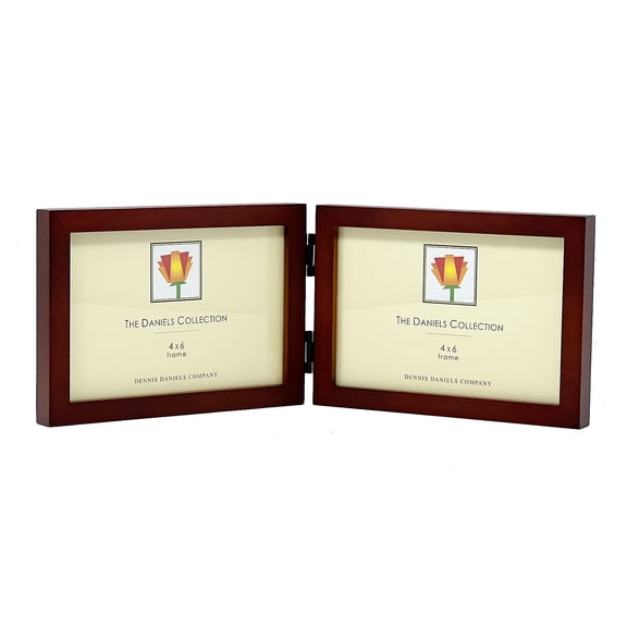 The Original DANIELS W41 GALLERY WOODS dark walnut-brown landscape hinged 6x4 double by Dennis Daniels - 4x6