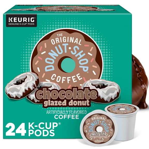 The Original Donut Shop, Chocolate Glazed Donut Medium Roast K-Cup Coffee Pods, 24 Count