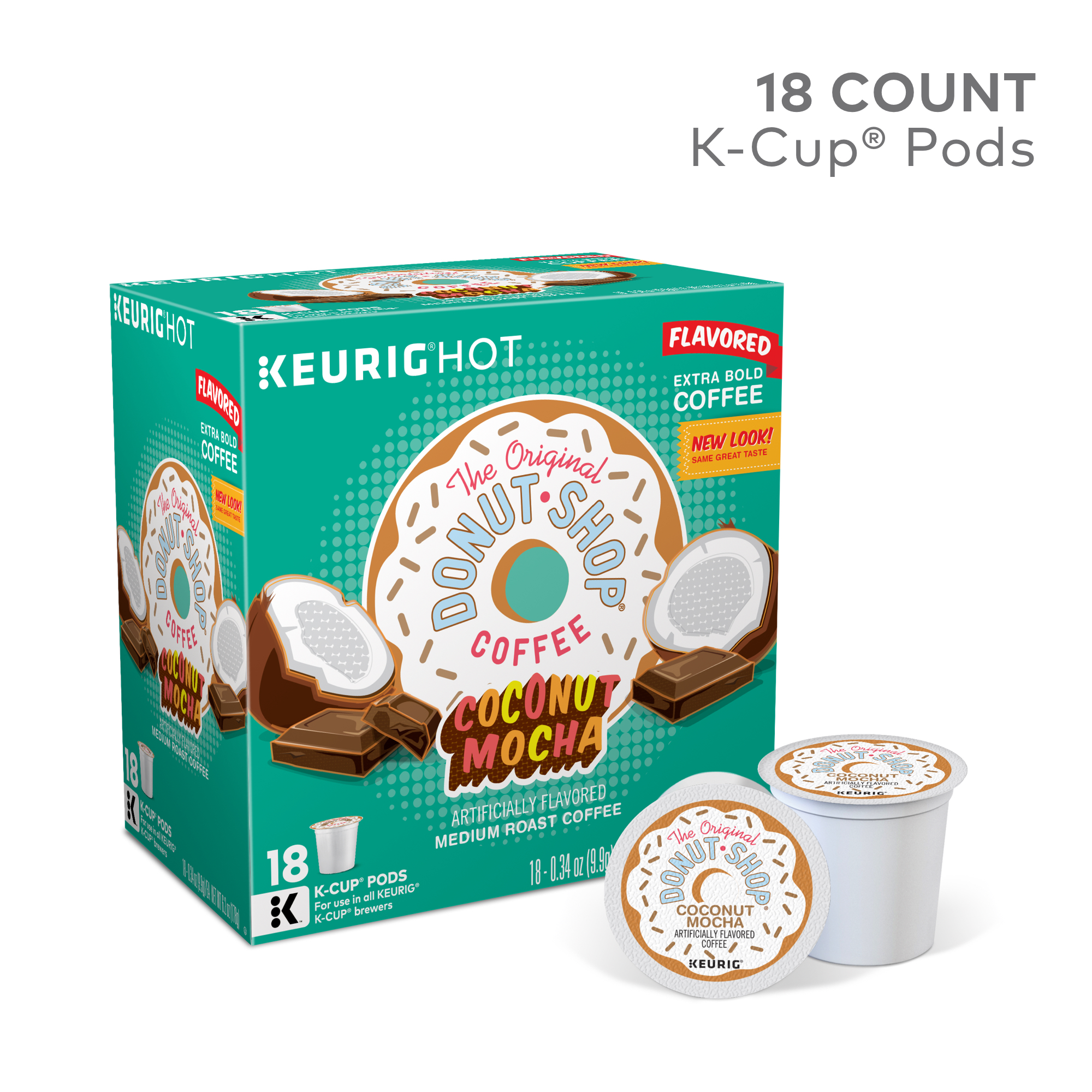 The Original Donut Shop Coconut Mocha Flavored K-Cup Coffee Pods, Medium Roast, 18 Count for Keurig Brewers - image 1 of 10