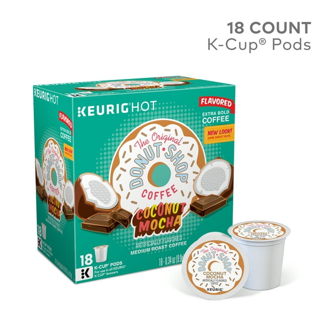 The Original Donut Shop Coconut Mocha Flavored K-Cup Coffee Pods, Medium Roast, 18 Count for Keurig Brewers