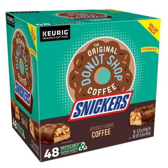 The Original Donut Shop Coffee 48 Count Snickers Coffee K-Pods, Light Roast