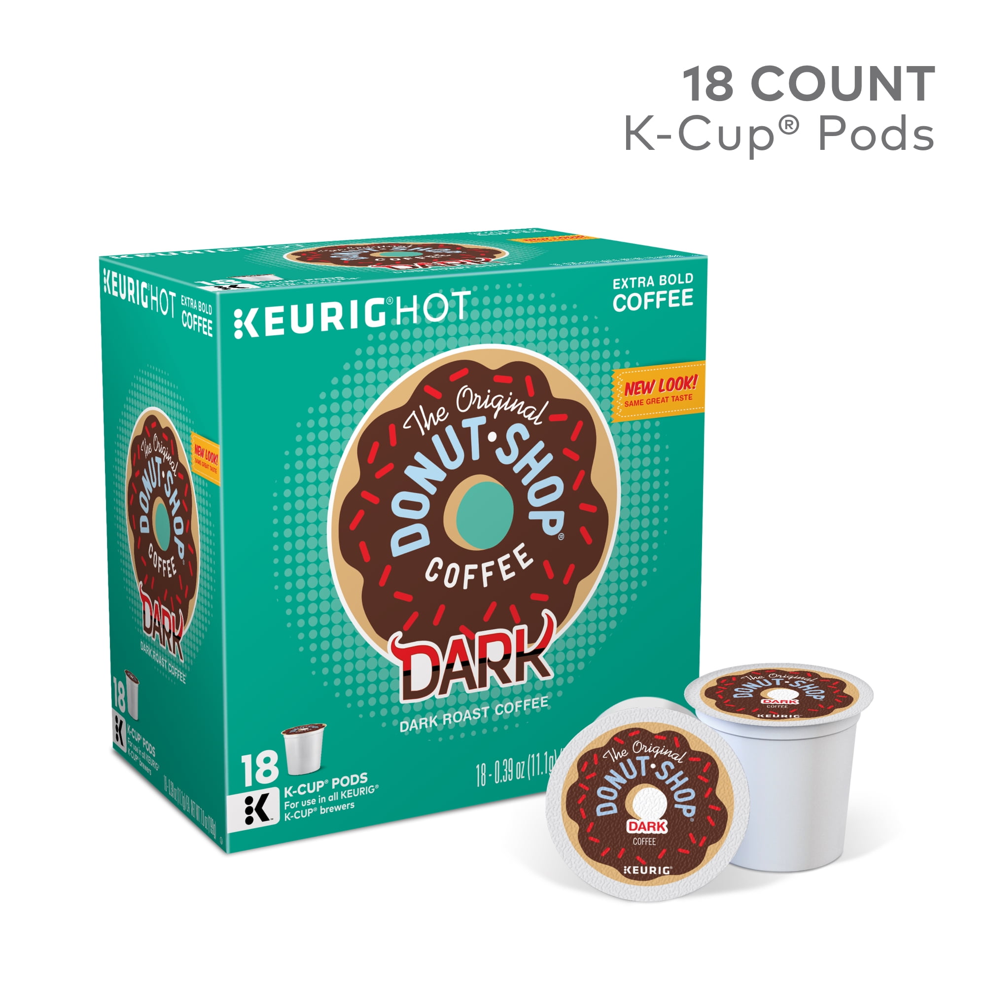 The Original Donut Shop Dark, Coffee Keurig K-Cup Pods, Dark Roast, 18 Count