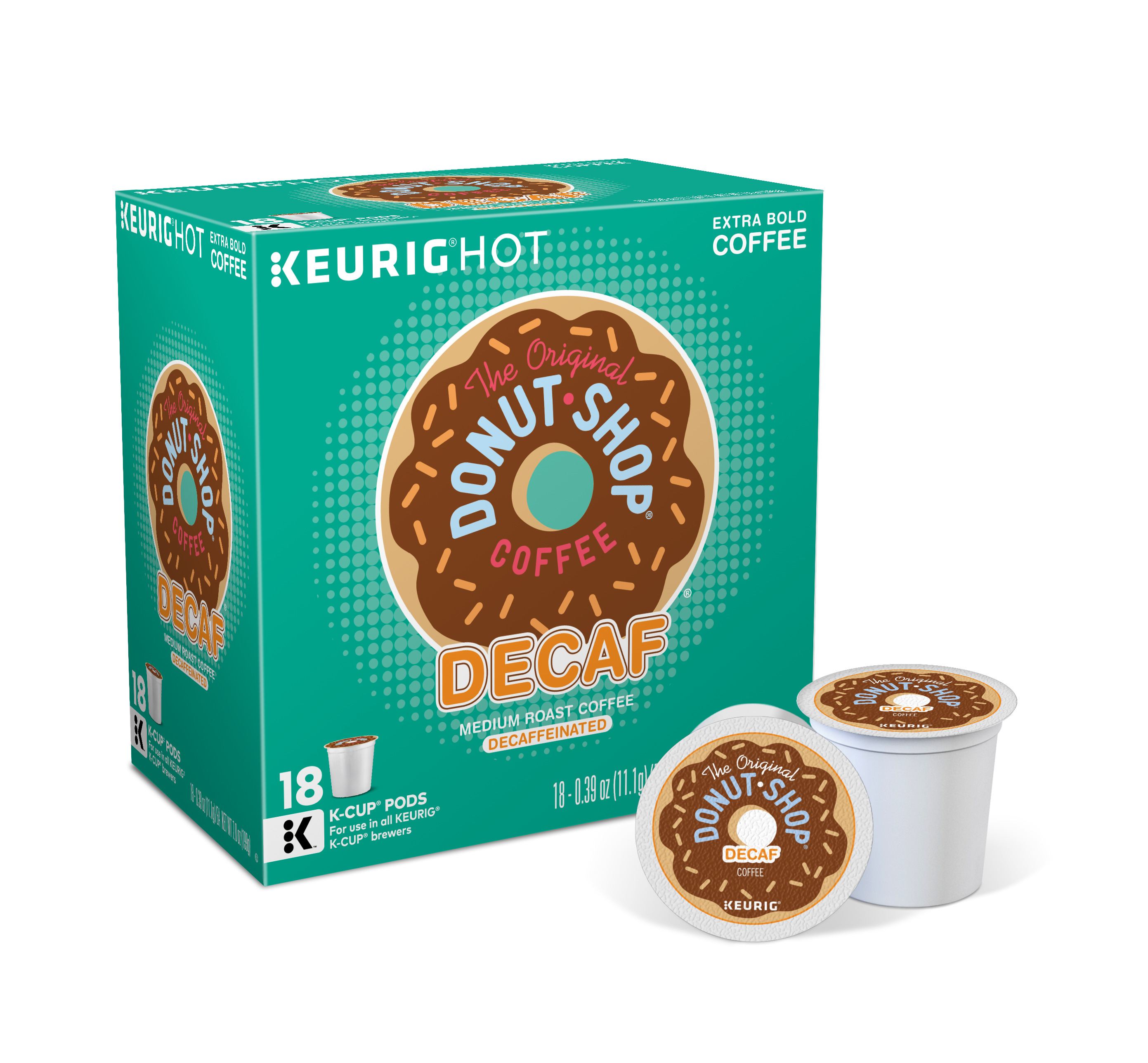 The Original Donut Shop Decaf K-Cup Coffee Pods, Medium Roast, 18 Count for Keurig Brewers - image 1 of 11