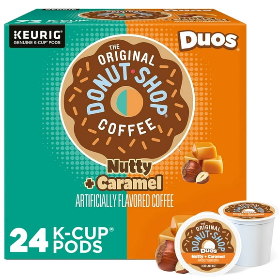 The Original Donut Shop, Duos Nutty + Caramel Medium Roast K-Cup Coffee Pods, 24 Count