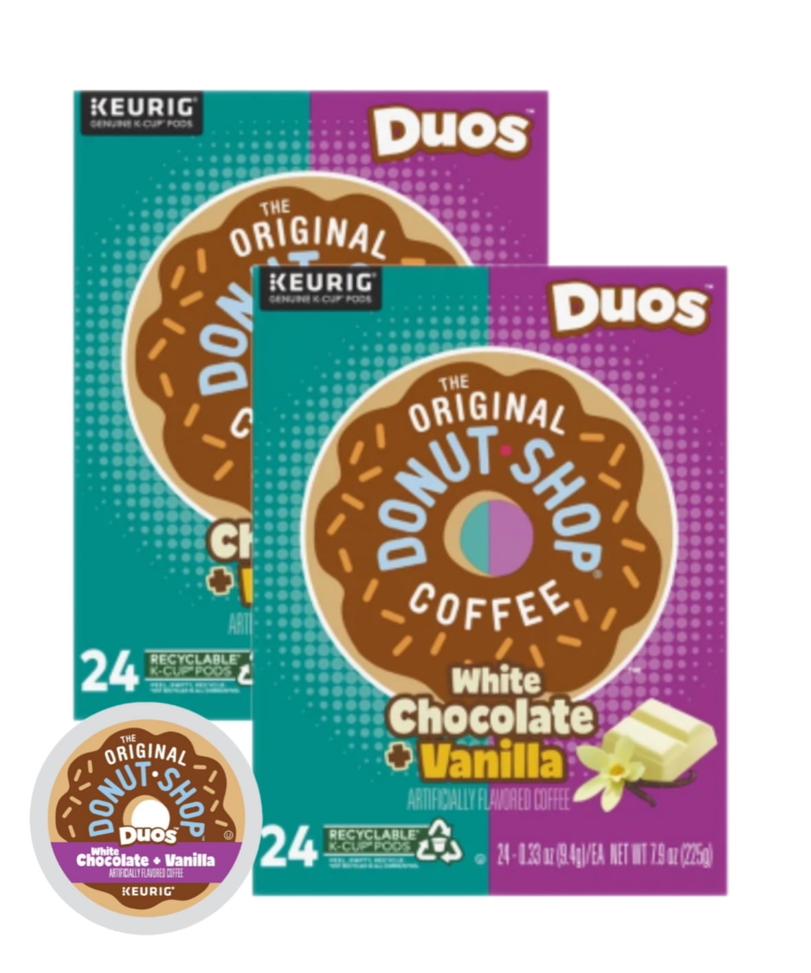 The Original Donut Shop Duos White Chocolate + Vanilla Coffee K Cups Pods, 48 K Cups Total