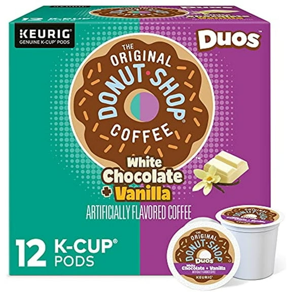 The Original Donut Shop Duos White Chocolate + Vanilla, Keurig Single Serve K-Cup Pods, 12 Count