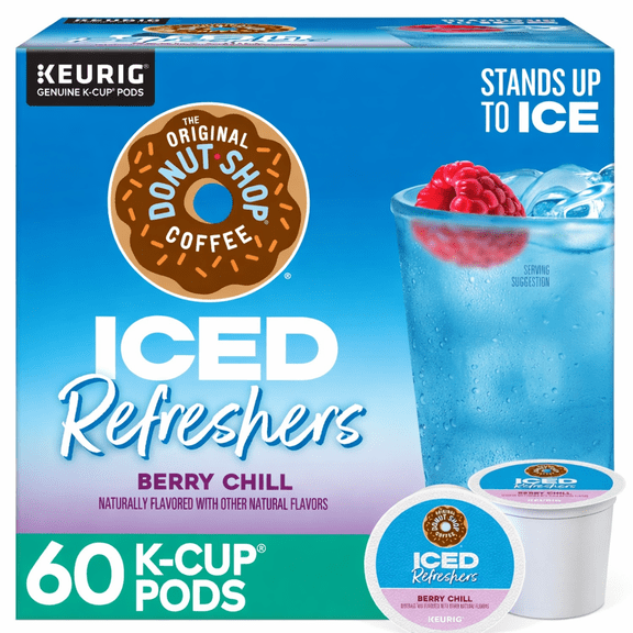 The Original Donut Shop Iced Refreshers Berry Chill Flavor K-Cup Pods 60 Count