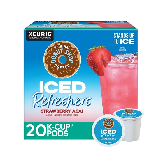The Original Donut Shop ICED Refreshers K-Cup Pods, Strawberry Acai, 20/Box