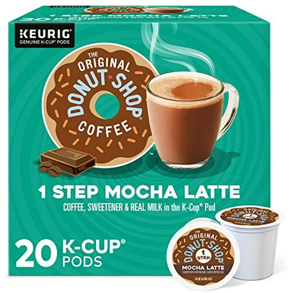 The Original Donut Shop Mocha Latte, Single-Serve Keurig K-Cup Pods, Flavored Coffee Pods, 20 Count