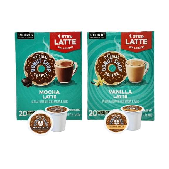 The Original Donut Shop Mocha and Vanilla Latte K Cups Variety Pack, 20 K Cups Each