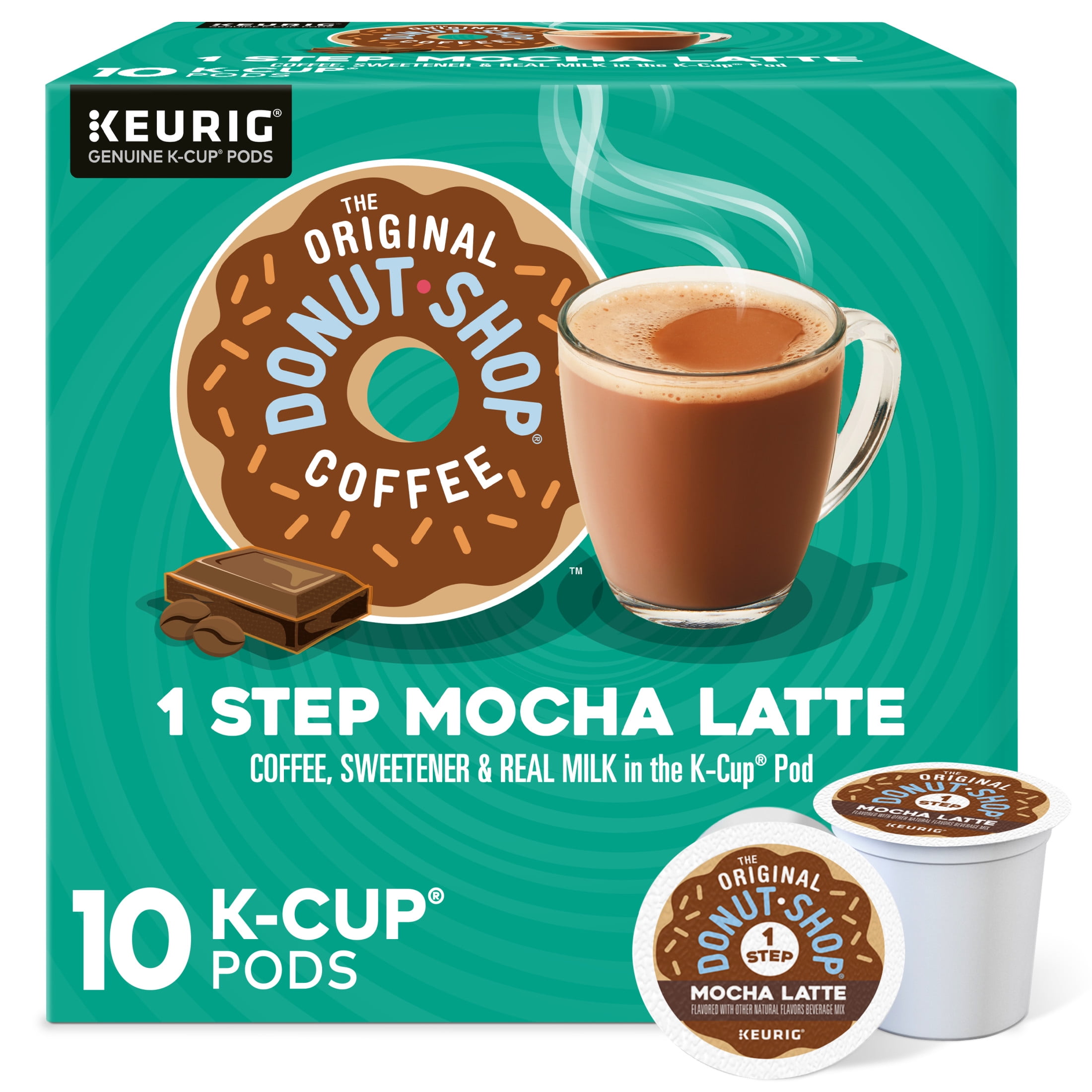 The Original Donut Shop, One Step Mocha Latte Flavored K-Cup Coffee Pods, 10 Count