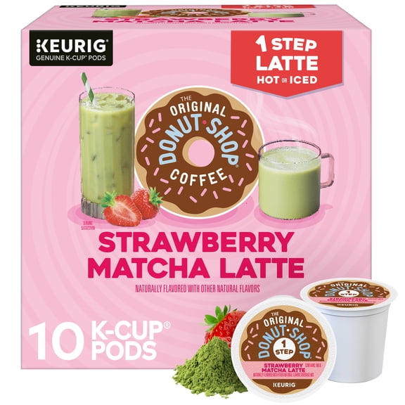 The Original Donut Shop, One Step Strawberry Matcha Latte Flavor K-Cup Pods, 10 Count