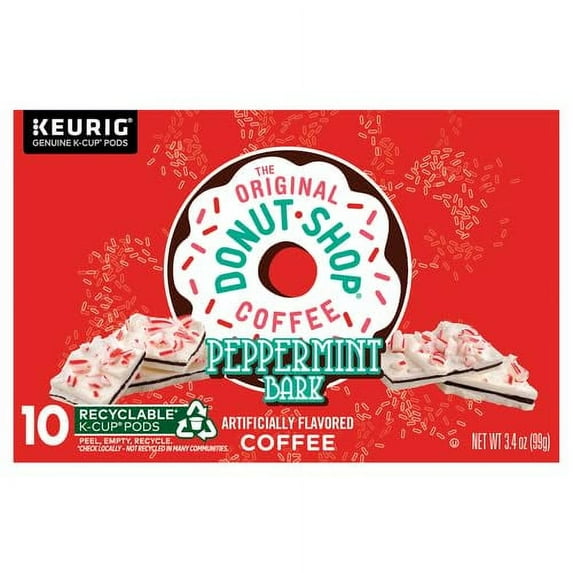 The Original Donut Shop Peppermint Bark Keurig Single-Serve K-Cup Pods, Light Roast Coffee (1 box of 10 pods)