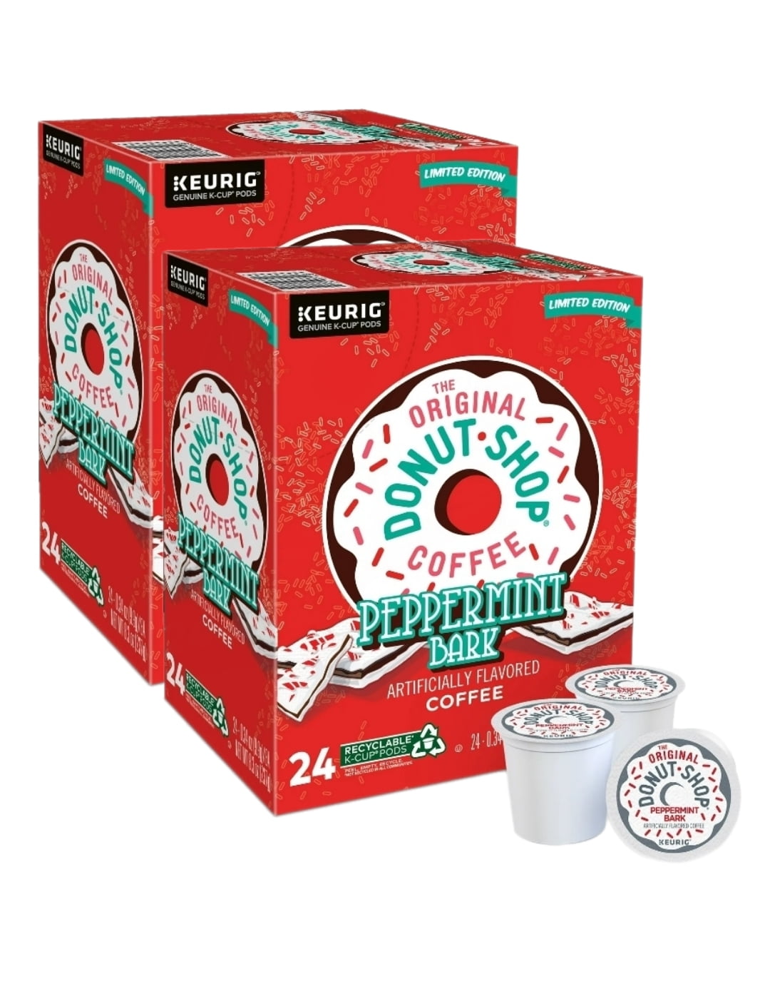 The Original Donut Shop Peppermint Bark Light Roast Coffee K Cup Pods, 48 K Cups Total